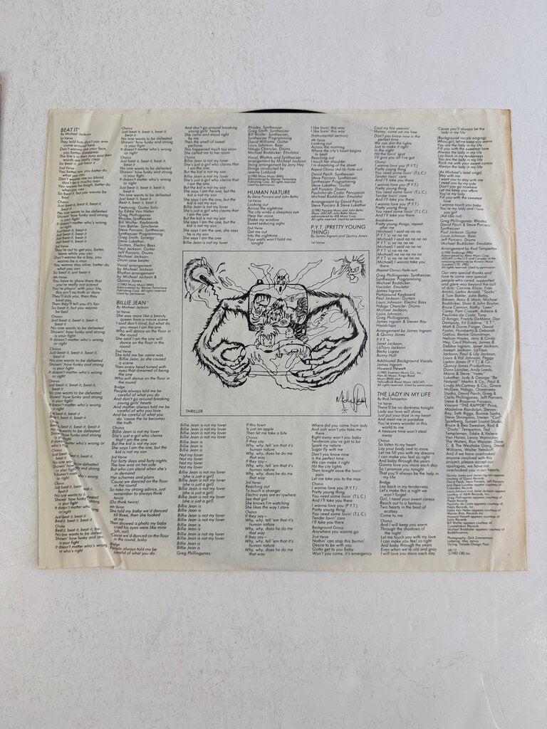 1982 Michael Jackson Thriller Vinyl Record Album /ro