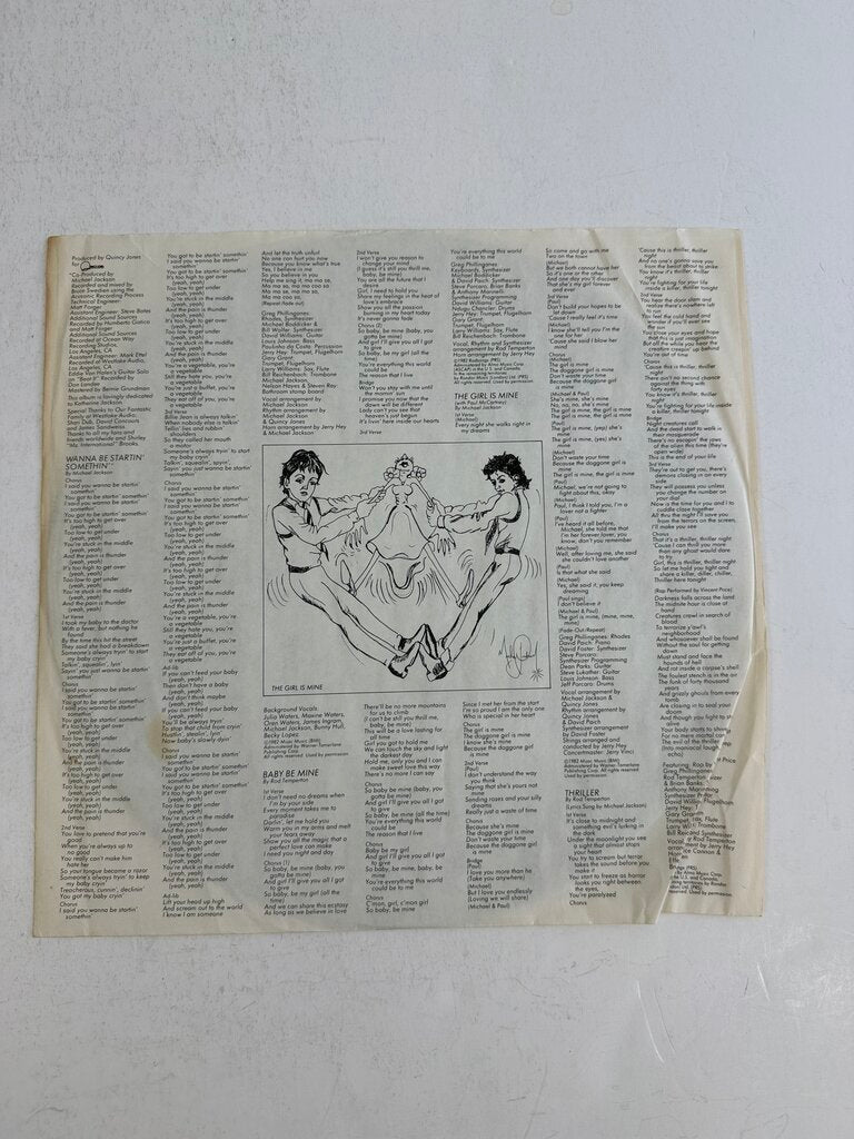 1982 Michael Jackson Thriller Vinyl Record Album /ro
