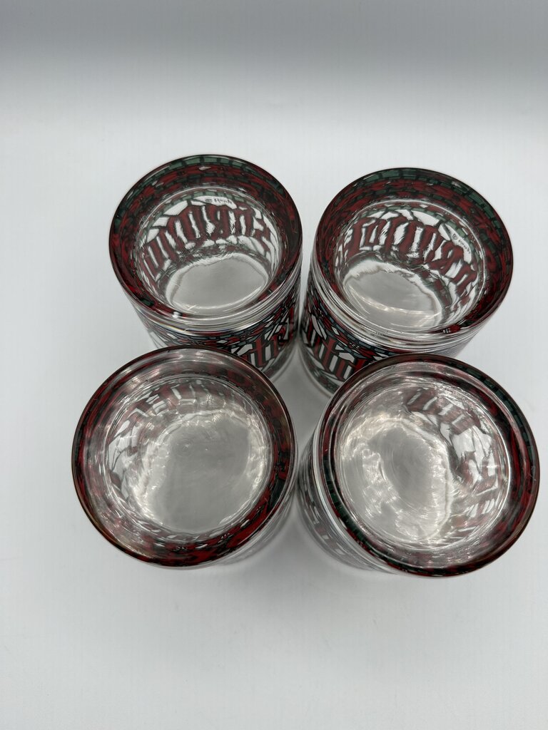 VTG Set of 4 Houze Happy Holidays Christmas Cocktail Glasses /rw