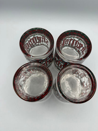 VTG Set of 4 Houze Happy Holidays Christmas Cocktail Glasses /rw