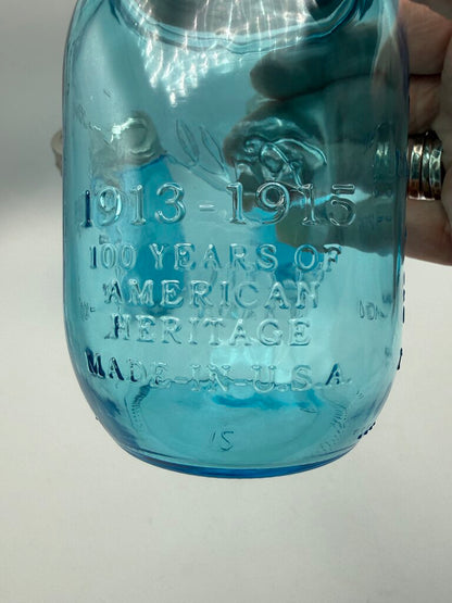 Set of 3 Ball Blue Perfect Mason Jar Pint 100 Years /roh