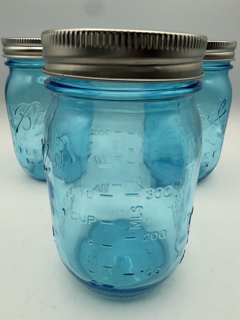 Set of 3 Ball Blue Perfect Mason Jar Pint 100 Years /roh