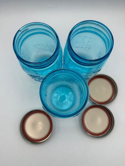 Set of 3 Ball Blue Perfect Mason Jar Pint 100 Years /roh
