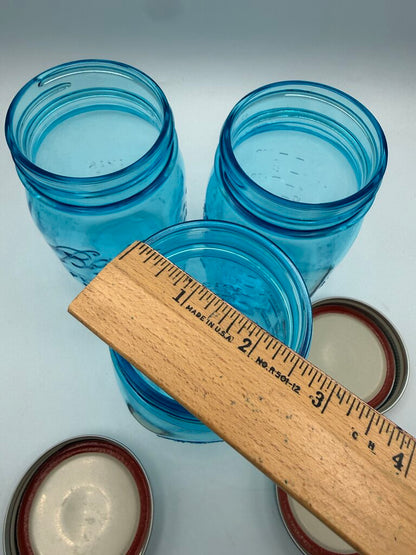 Set of 3 Ball Blue Perfect Mason Jar Pint 100 Years /roh