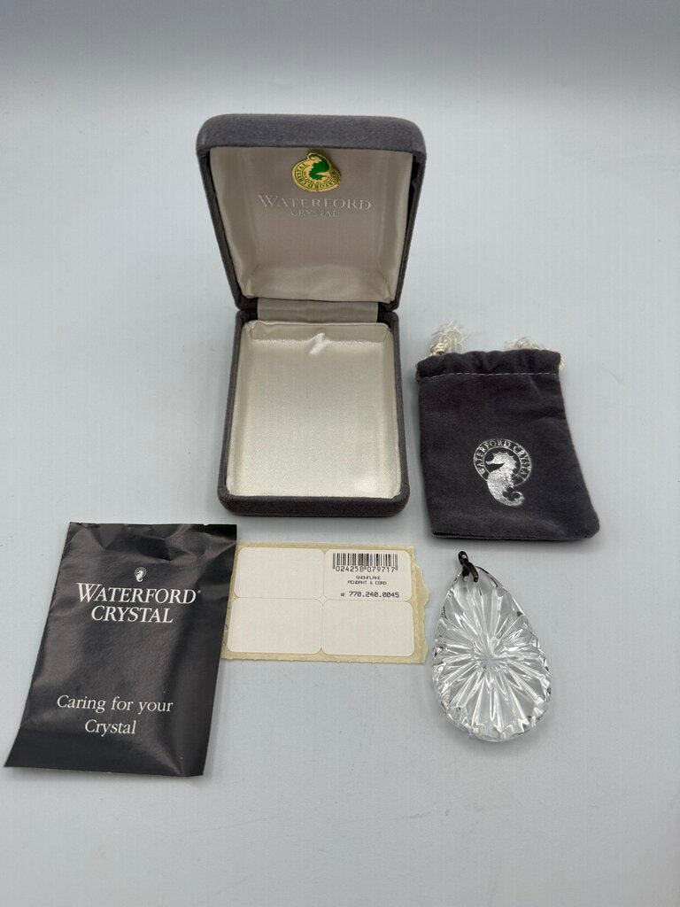 VTG Waterford Crystal Teardrop Pendant w/Pouch & Box /ro