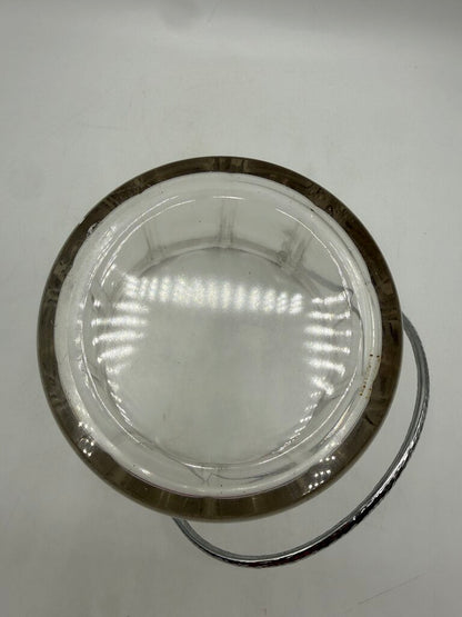 VTG Clear Pressed Glass Ice Bucket with Silver Metal Handle /ro