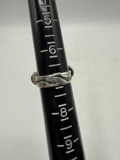 Rare Horizontal Sterling Silver Setting Black Stone Ring size 7 /ro