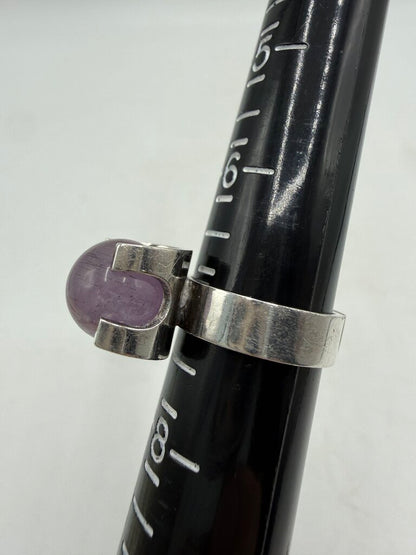Set of Two Sterling Silver Amethyst Stones Adjustable Rings /ro