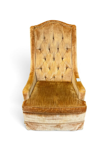 Mid-Century Velvet High Back Armchair