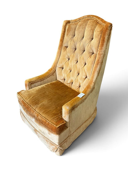 Mid-Century Velvet High Back Armchair