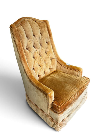 Mid-Century Velvet High Back Armchair