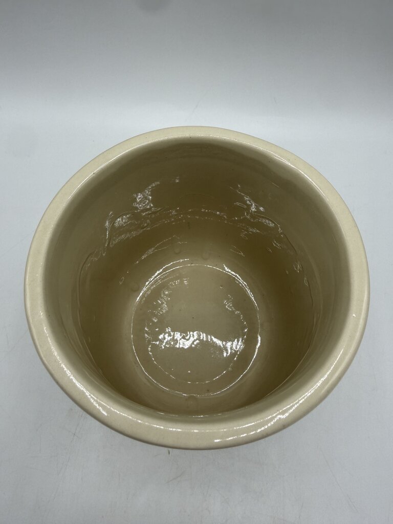 VTG McCoy Pottery #135 Cream Glaze Pink & Blue Strip Canister 6” /rw