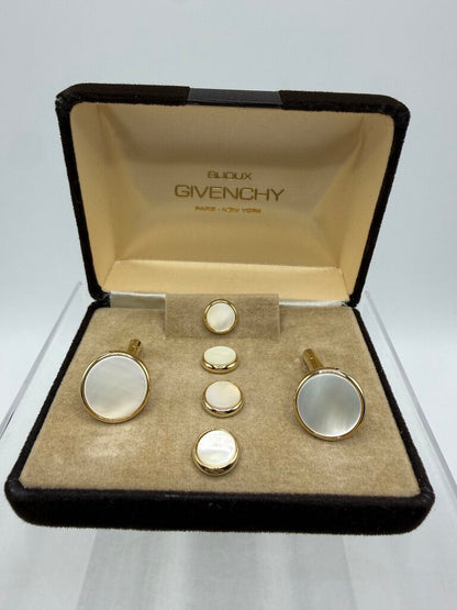 Givenchy Bijoux Gold Tone Cuff Links & Button Covers /ro