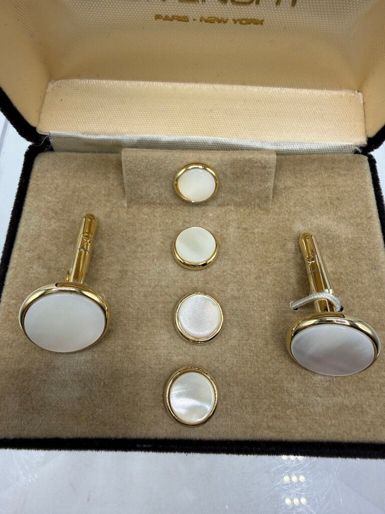 Givenchy Bijoux Gold Tone Cuff Links & Button Covers /ro