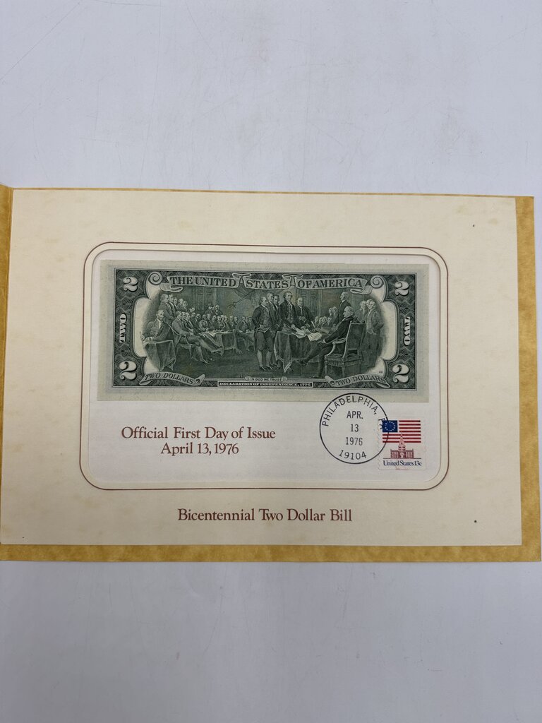Bicentennial First Day Of Issue Jefferson Commemorative Two Dollar Bill /ro