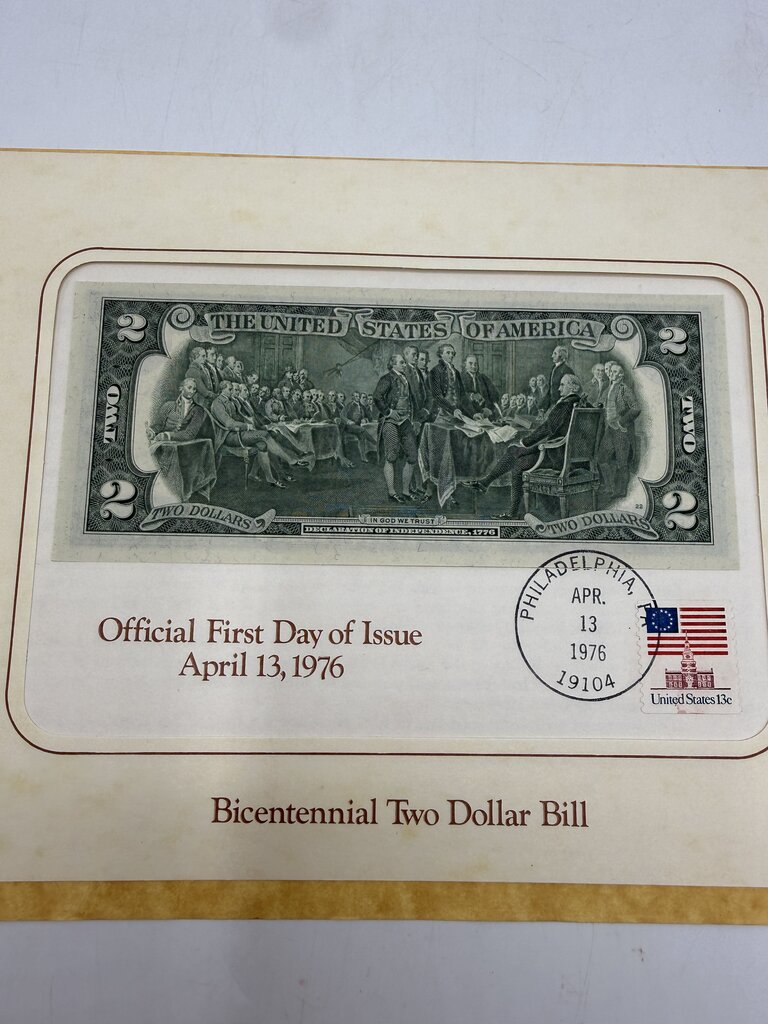 Bicentennial First Day Of Issue Jefferson Commemorative Two Dollar Bill /ro
