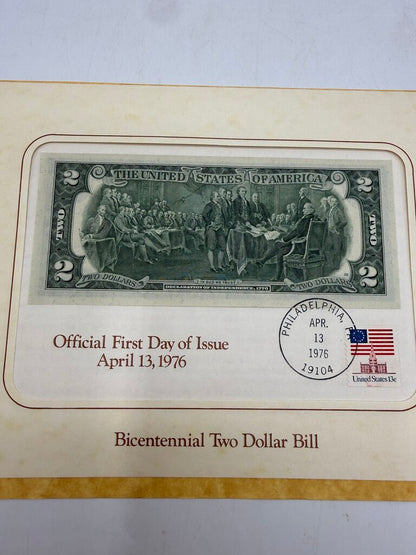 Bicentennial First Day Of Issue Jefferson Commemorative Two Dollar Bill /ro
