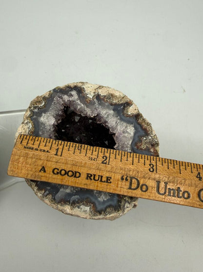 Set of 2 Geode’s Amethyst Crystal Centers in Stand /ro