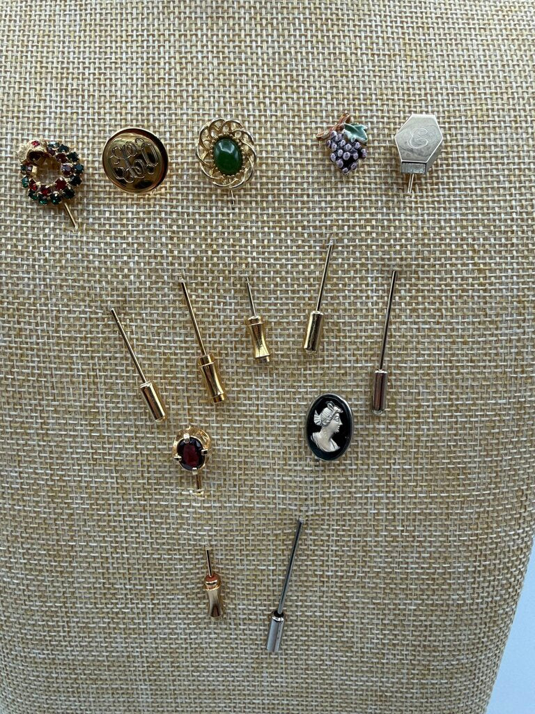 Lot of 7 Vintage Stick Pins Gold Tone /ro