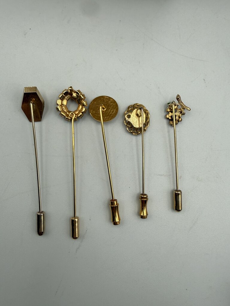 Lot of 7 Vintage Stick Pins Gold Tone /ro