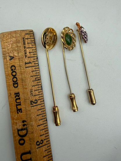 Lot of 7 Vintage Stick Pins Gold Tone /ro