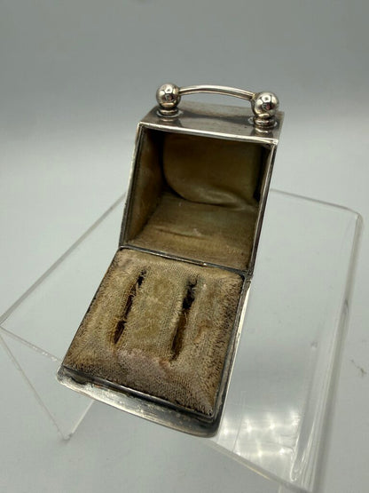Antique Victorian Clark & Sewell Silver Coal Scuttle Ring/Stamp Box /ro