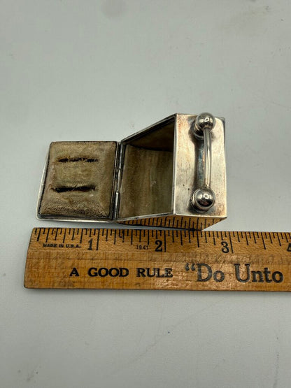Antique Victorian Clark & Sewell Silver Coal Scuttle Ring/Stamp Box /ro