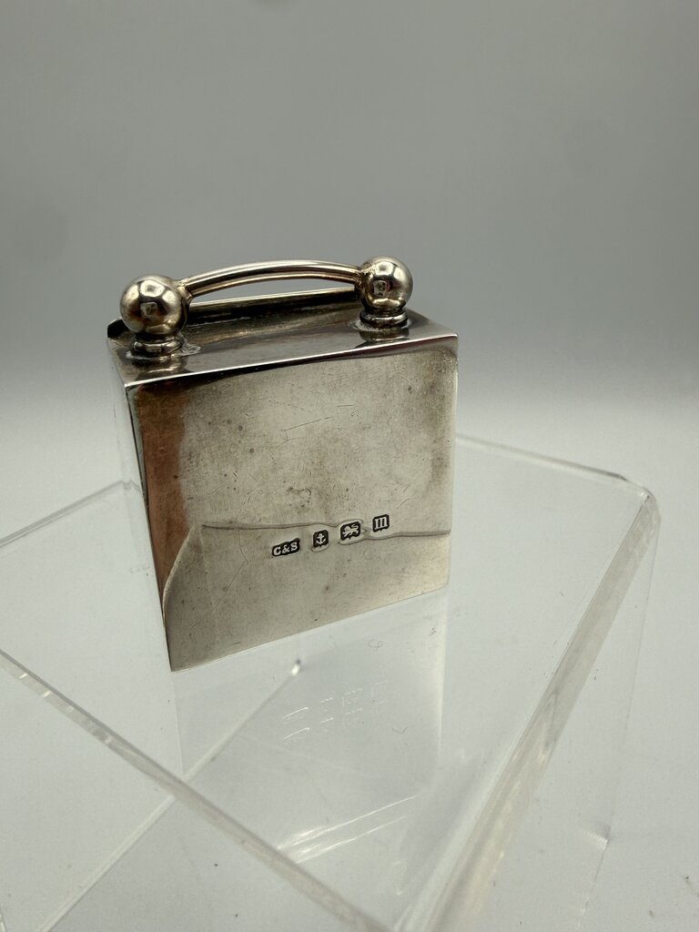 Antique Victorian Clark & Sewell Silver Coal Scuttle Ring/Stamp Box /ro