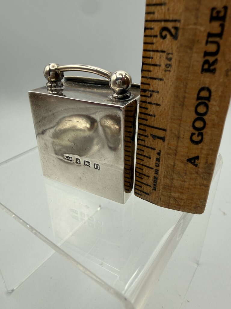 Antique Victorian Clark & Sewell Silver Coal Scuttle Ring/Stamp Box /ro