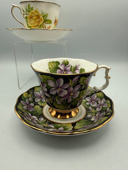 Royal Albert Bone China Set of 2 Cup & Saucer Violet & Tea Rose /roh