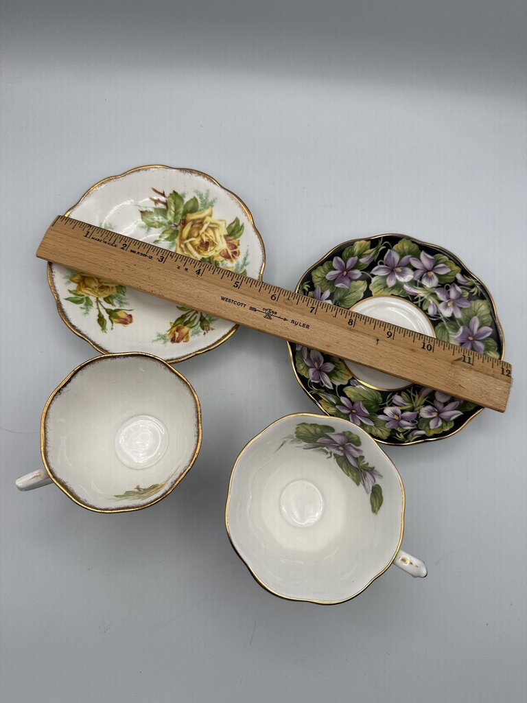 Royal Albert Bone China Set of 2 Cup & Saucer Violet & Tea Rose /roh