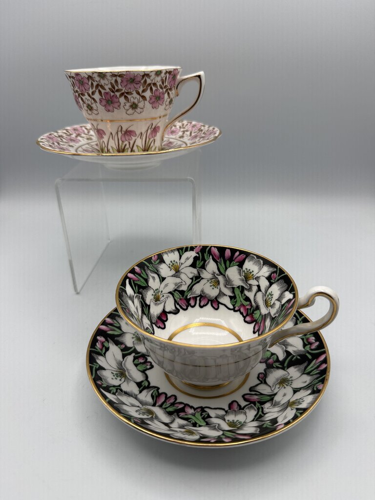 Set of 2 VTG Rosina Bone China England Tea Cup & Saucer /roh