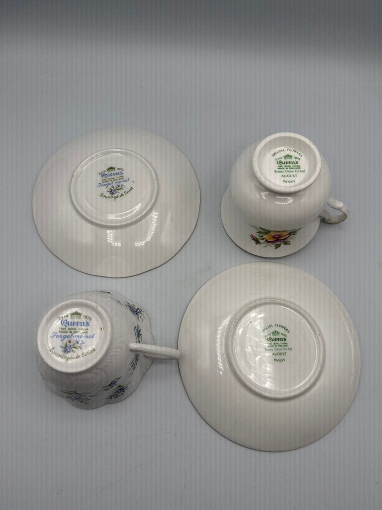 Set of 2 VTG Queen’s Bone China England Tea Cup & Saucer /roh