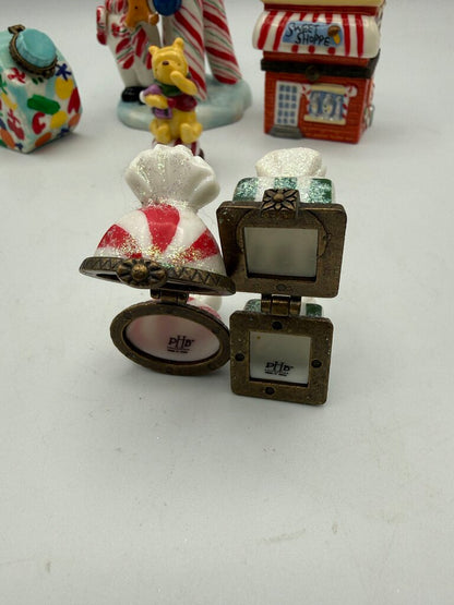 Lot of 6 Tiny Trinket Boxes Christmas Candy Theme Collectables /ro