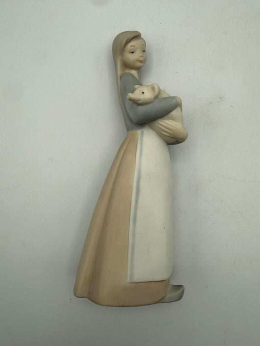VTG Lladro #1011 “Girl with PIg” Figurine Retired Matte Finish /ro
