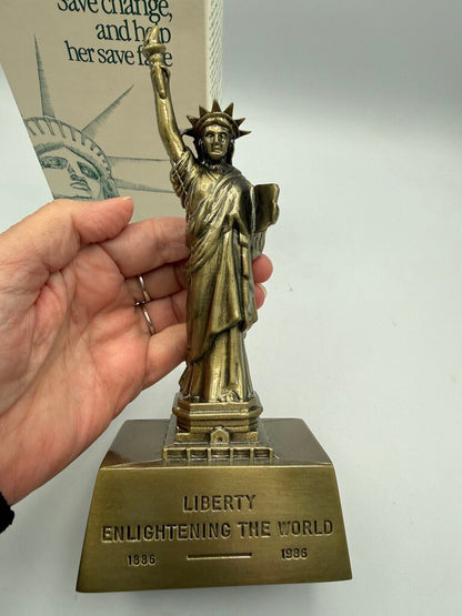 VTG Cast Metal Statue of Liberty Centennial Coin Bank /ro