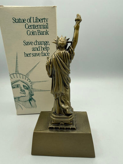 VTG Cast Metal Statue of Liberty Centennial Coin Bank /ro