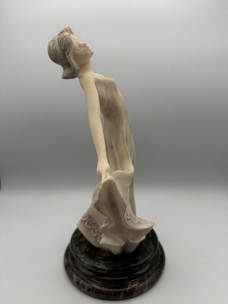 VTG Art Deco Female Dancer Marble Base 11” Tall /ro