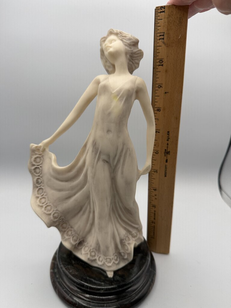 VTG Art Deco Female Dancer Marble Base 11” Tall /ro