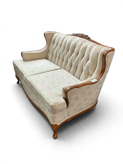 Victorian Styled White Floral Loveseat
