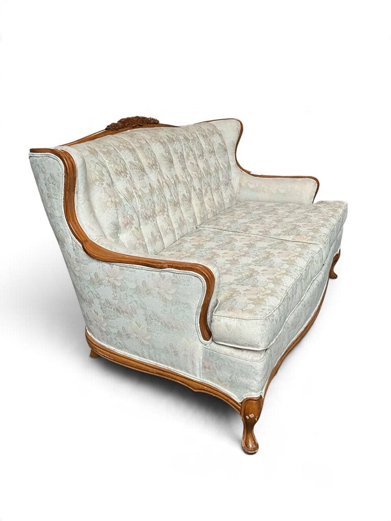 Victorian Styled White Floral Loveseat
