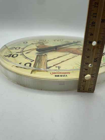 VTG Sunbeam 12” dia Thermometer White Tail Buck /roh
