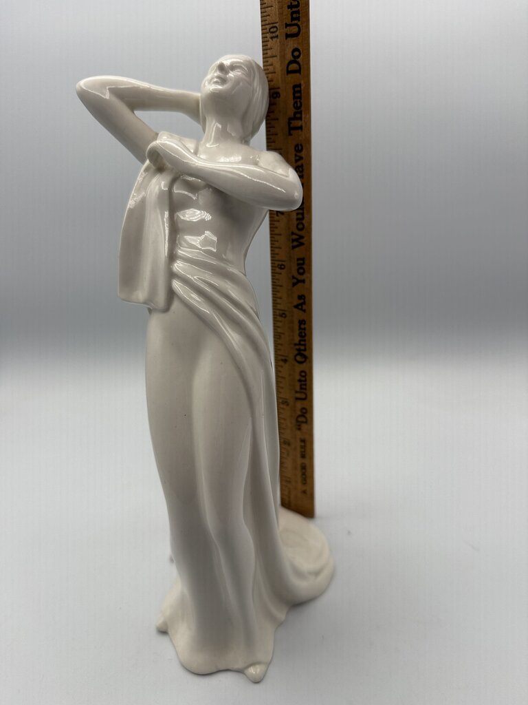 White Porcelain Art Deco Female Figurine 9.5” Japan /ro