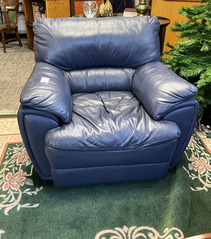 Navy Blue Leather Arm Chair