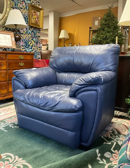 Navy Blue Leather Arm Chair