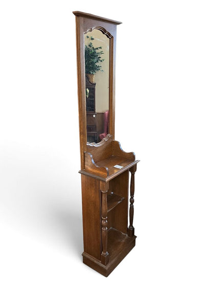 Vintage Walnut Hall Tree w/ Mirror