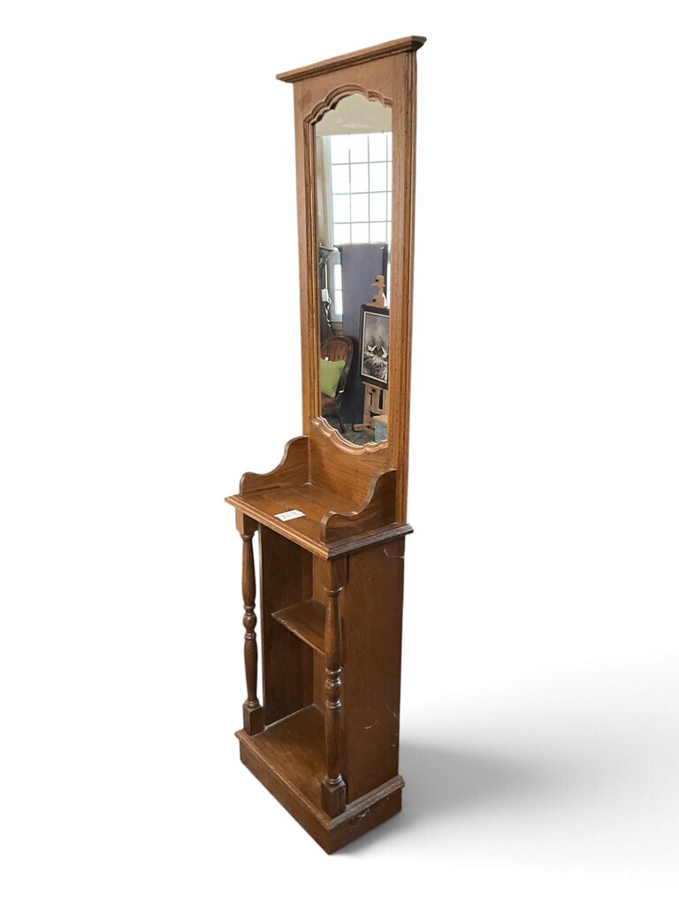 Vintage Walnut Hall Tree w/ Mirror