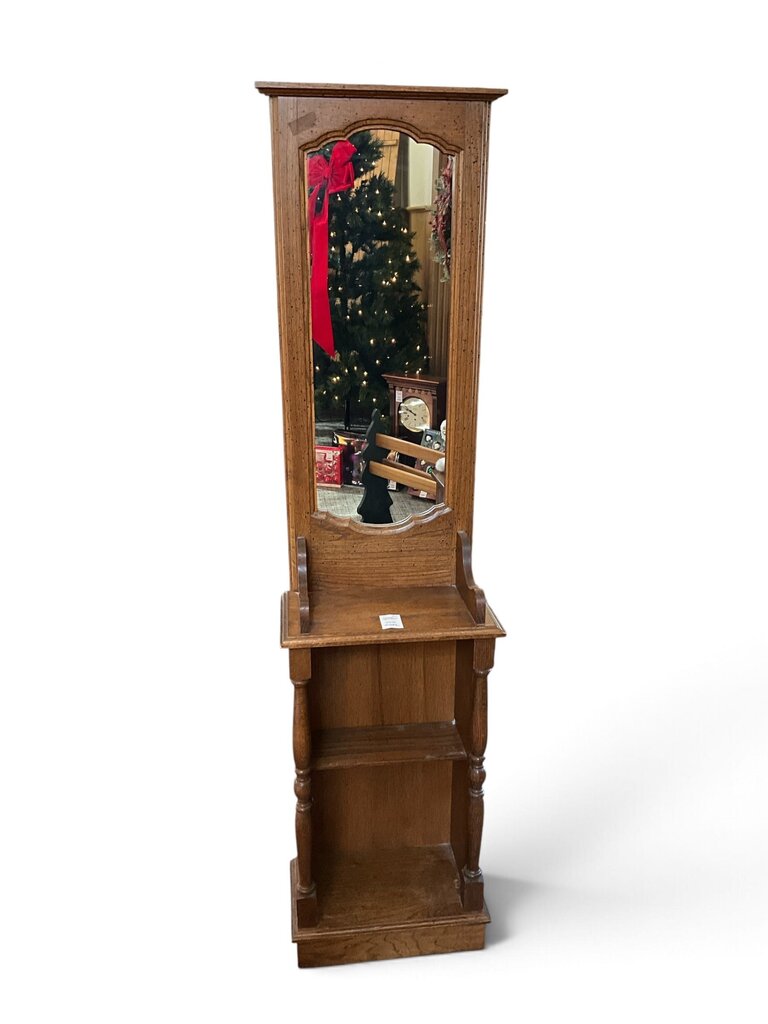 Vintage Walnut Hall Tree w/ Mirror