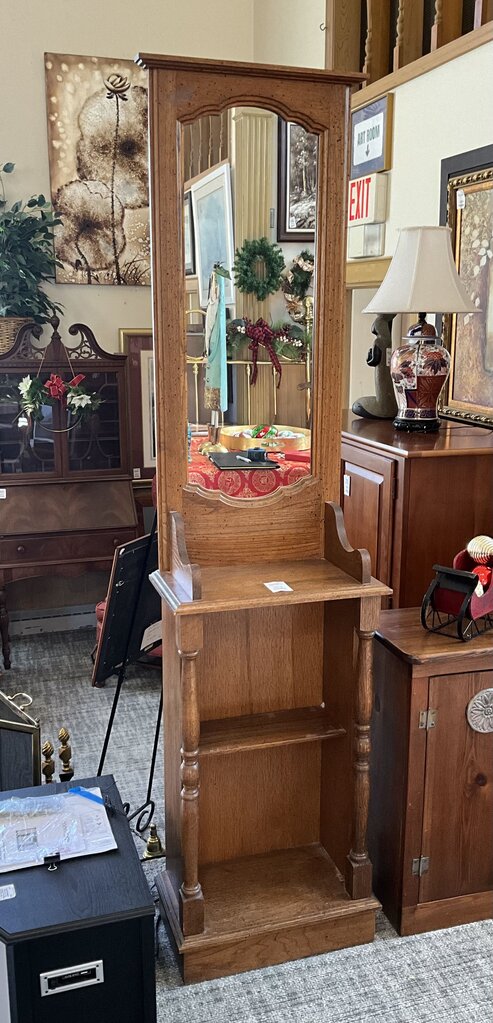 Vintage Walnut Hall Tree w/ Mirror