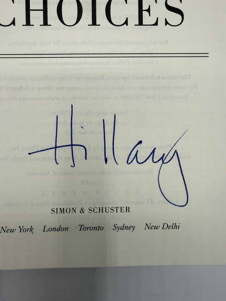 Hillary Rodham Clinton “Hard Choices” Autographed HC /ro